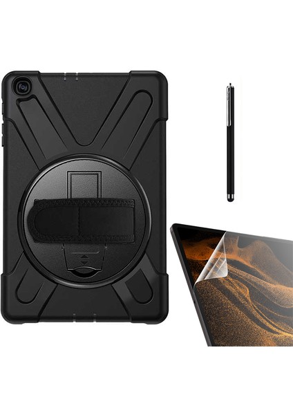 Apple iPad Mini 1 Kılıf Defender Tablet Tank Koruma Standlı DF11 + Nano + Kalem Siyah