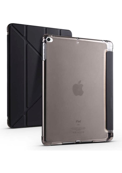 Apple iPad 9.7 2018 6.nesil Kılıf Standlı Katlanabilir Pu Silikon Tf1 Siyah