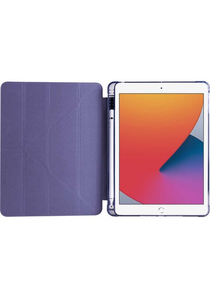 Apple iPad 9.7 2018 6.nesil Kılıf Standlı Katlanabilir Pu Silikon Tf1 Kırmızı