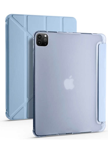 Apple iPad Pro 11 2020 2.nesil Kılıf Standlı Katlanabilir Pu Silikon Tf1 Mavi