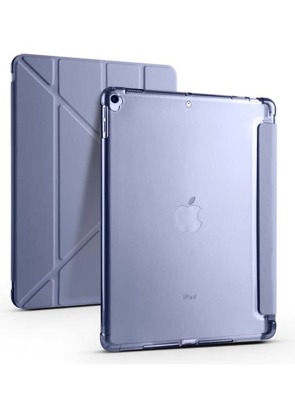 Apple iPad 10.2 8.nesil Kılıf Standlı Katlanabilir Pu Silikon Tf1 Mor