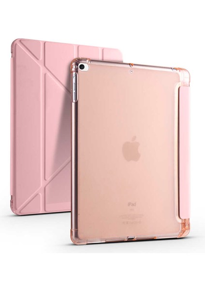 Apple iPad 10.2 2021 9.nesil Kılıf Standlı Katlanabilir Pu Silikon Tf1 Bronz