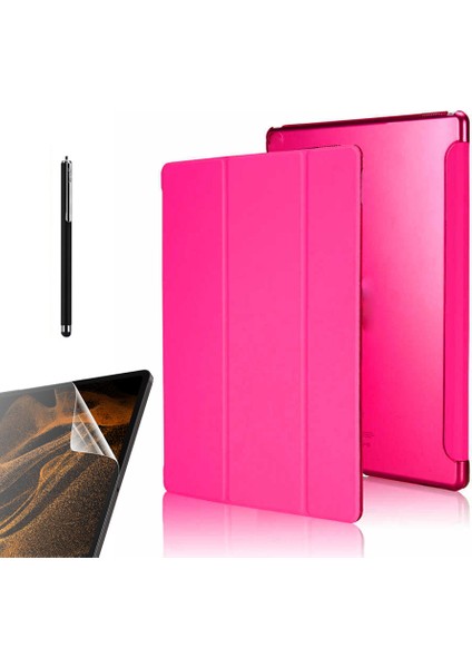 Samsung Galaxy Tab S6 Lite P610 Kılıf Smart Cover Kapaklı Standlı Uyku Modlu SM22 + Nano + Kalem Pembe