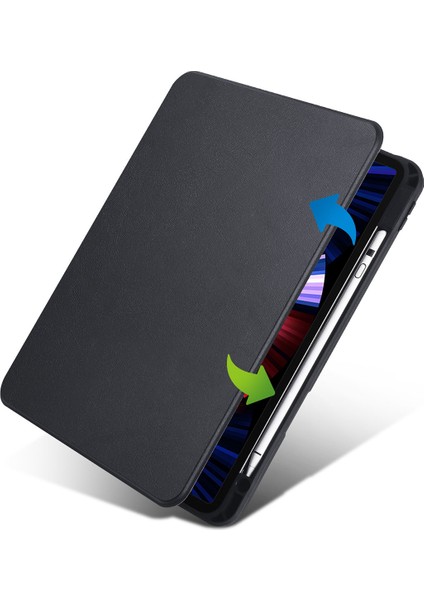 Apple iPad 10.2 2021 9.nesil Kılıf Termik Arkası Şeffaf Smart Kapaklı Kalem Bölmeli T1 Gri