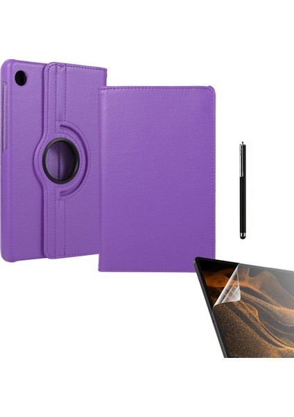 Lenovo Tab M10 TB-328F 3. Jenerasyon Kılıf Kapaklı Standlı 360 Dönebilen Koruma DN22 + Nano + Kalem Mor