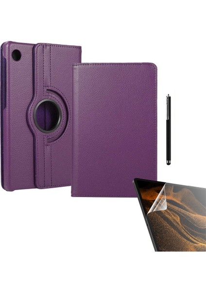 Huawei Matepad T10 Kılıf Kapaklı Standlı 360 Dönebilen Koruma DN22 + Nano + Kalem Mor