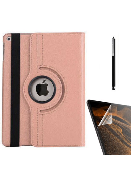 Case Street Apple iPad 10.2 2021 9.nesil Kılıf Kapaklı Standlı 360 Dönebilen Koruma DN22 + Nano + Kalem Bronz