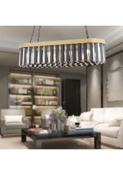 Harbour 80'lik Siyah Eskitme Kristal Taşlı Modern Oturma Odası, Salon Avize