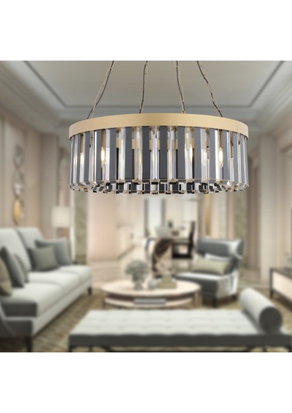 Harbour 60'lik Siyah Eskitme Kristal Taşlı Modern Oturma Odası, Salon Avize