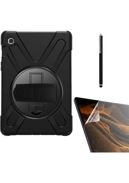 Case Street Samsung Galaxy Tab A8 10.5 Sm X200 Kılıf Defender Tablet Tank Koruma Standlı DF22 + Nano + Kalem Siyah