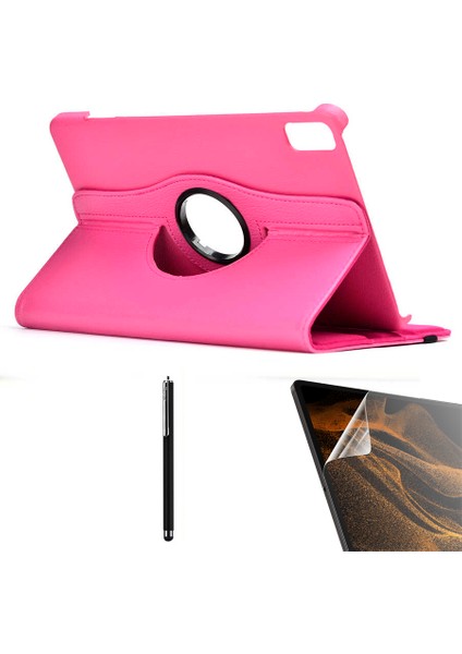 Huawei Matepad 10.4 Kılıf Kapaklı Standlı 360 Dönebilen Koruma DN22 + Nano + Kalem Pembe Koyu