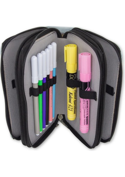 Kalem Kutusu School Cute Orginazer Üç Bölmeli Vegan Deri (Kalemlik) fırsatları