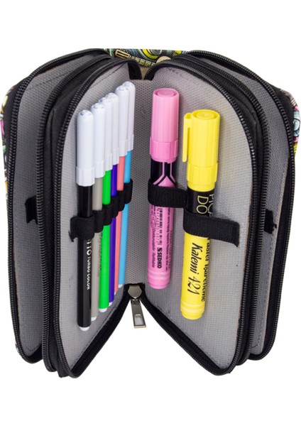 Kalem Kutusu Travel Orginazer Üç Bölmeli Vegan Deri (Kalemlik) fırsatları