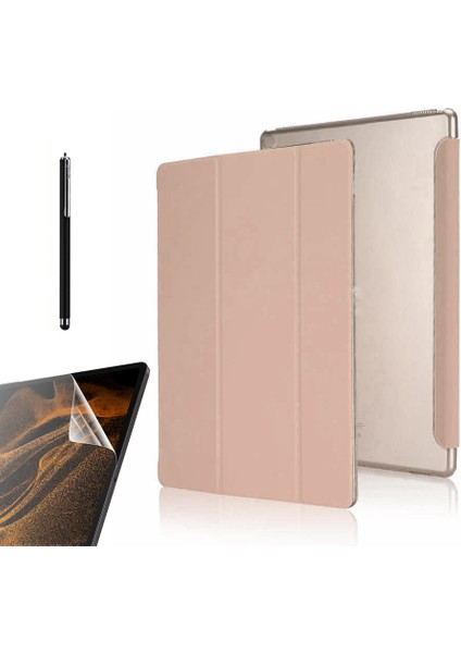 Apple iPad 10.2 8.nesil Kılıf Smart Cover Kapaklı Standlı Uyku Modlu SM22 + Nano + Kalem Bronz