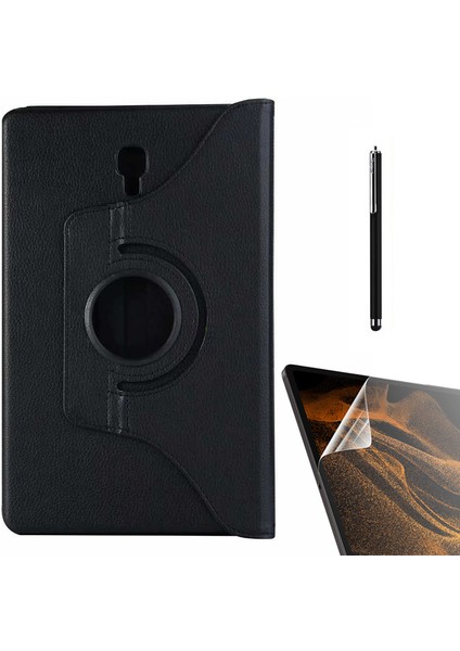 Samsung Galaxy Tab S4 T830 Uyumlu Kılıf Kapaklı Standlı 360 Dönebilen Koruma DN22 + Nano + Kalem Siyah
