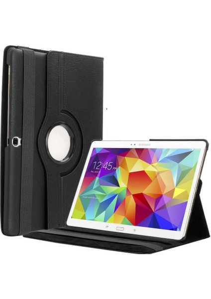 Samsung Galaxy Tab 4 10.1 T530 Kılıf Kapaklı Standlı 360 Dönebilen Koruma Dn2 Siyah
