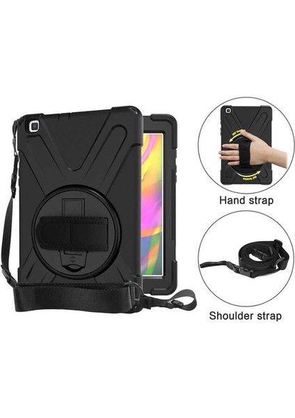 Case Street Samsung Galaxy Tab A8 10.5 Sm X200 Kılıf Defender Tablet Tank Koruma Standlı Df2 Siyah