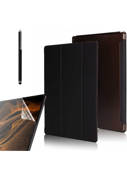 Apple iPad 10.2 8.nesil Kılıf Smart Cover Kapaklı Standlı Uyku Modlu SM22 + Nano + Kalem Siyah