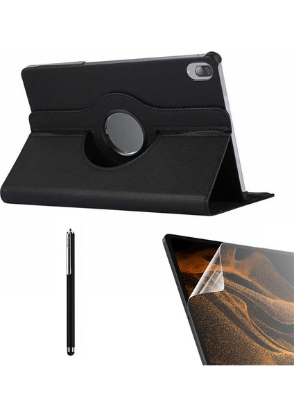 Lenovo M10 TB-X605F Uyumlu Kılıf Kapaklı Standlı 360 Dönebilen Koruma DN22 + Nano + Kalem Siyah