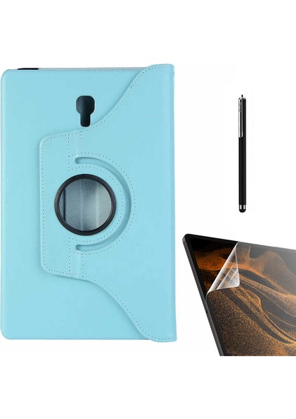 Samsung Galaxy Tab S4 T830 Uyumlu Kılıf Kapaklı Standlı 360 Dönebilen Koruma DN22 + Nano + Kalem Mavi