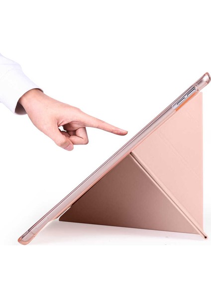 Apple iPad Pro 10.5 7.nesil Uyumlu Kılıf Standlı Katlanabilir Pu Silikon Tf1 Kırmızı