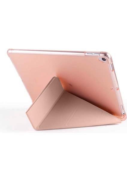 Apple iPad Pro 10.5 7.nesil Uyumlu Kılıf Standlı Katlanabilir Pu Silikon Tf1 Kırmızı