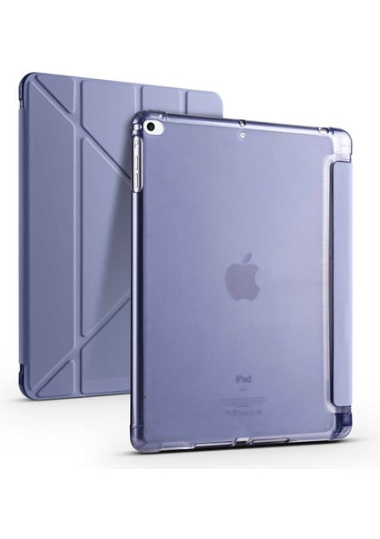 Apple iPad 10.2 2021 9.nesil Uyumlu Kılıf Standlı Katlanabilir Pu Silikon Tf1 Mor