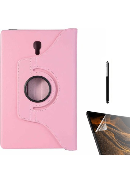 Samsung Galaxy Tab A T590 Uyumlu Kılıf Kapaklı Standlı 360 Dönebilen Koruma DN22 + Nano + Kalem Pembe