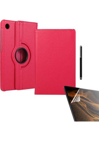 Huawei Matepad T10S Uyumlu Kılıf Kapaklı Standlı 360 Dönebilen Koruma DN22 + Nano + Kalem Pembe Koyu