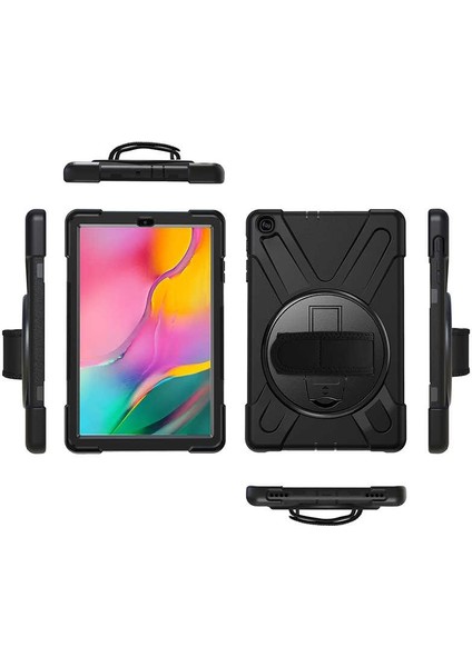 Case Street Samsung Galaxy Tab A 10.1 (2019) T510 Kılıf Defender Tablet Tank Koruma Standlı Df2 Siyah