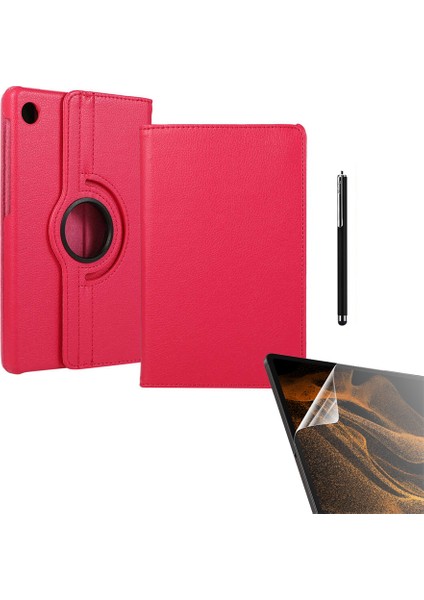 Lenovo Tab M10 TB-328F 3. Jenerasyon Uyumlu Kılıf Kapaklı Standlı 360 Dönebilen Koruma DN22 + Nano + Kalem Pembe Koyu
