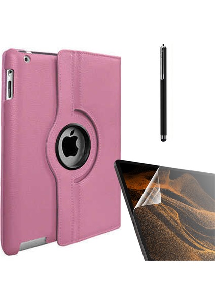 Apple iPad Mini 1 Uyumlu Kılıf Kapaklı Standlı 360 Dönebilen Koruma DN11 + Nano + Kalem Pembe