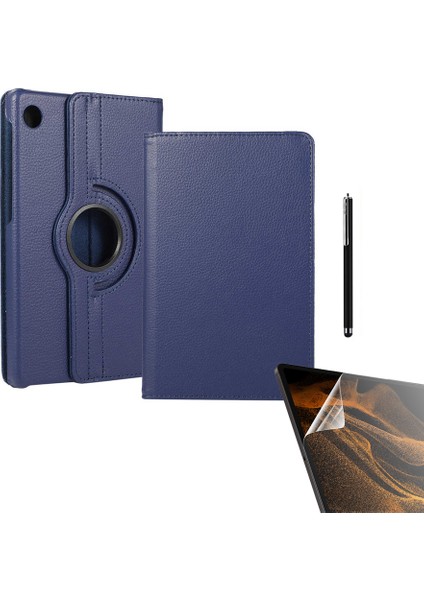 Huawei Matepad T10S Uyumlu Kılıf Kapaklı Standlı 360 Dönebilen Koruma DN22 + Nano + Kalem Lacivert