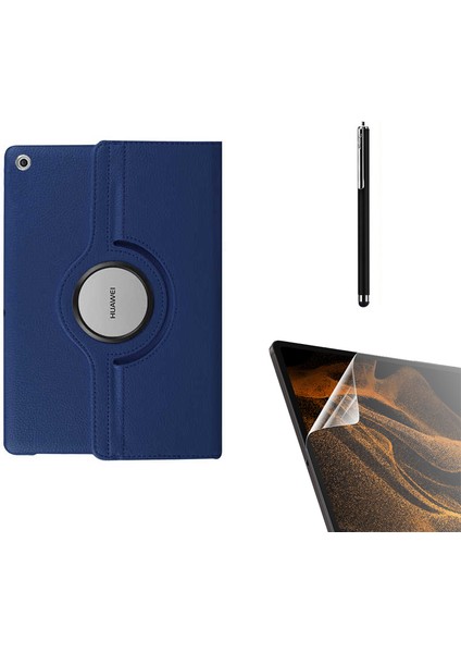 Huawei T3 7 Inç Uyumlu Kılıf Kapaklı Standlı 360 Dönebilen Koruma DN22 + Nano + Kalem Lacivert