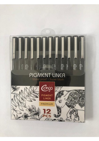 Pigment Marker Teknik Çizim Kalemi , Tüm Dereceler 12 Li Set Siyah