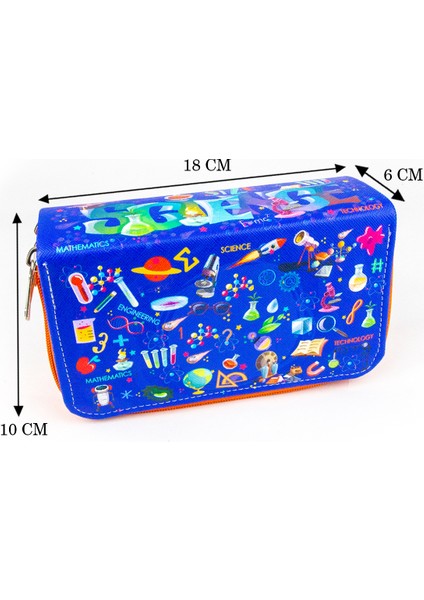 Kalem Kutusu Science Kids Kawaii Desen Orginazer Üç Bölmeli Vegan Deri (Kalemlik) fırsatları