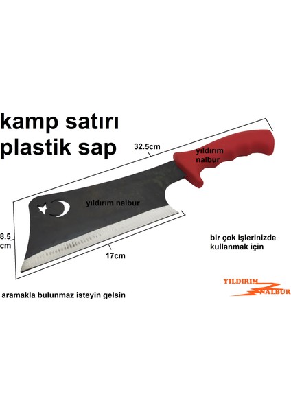 Kamp Tipi Satır Plastik Saplı Büyük Duble Boy Parçalama Satırı Keskin Kamp Baltası Safari Satır Kalit