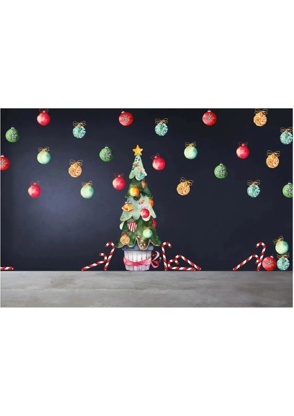 Hoşgeldin Yeni Yıl Merry Christmas Pastel Renkler Dekoratif Sticker Seti