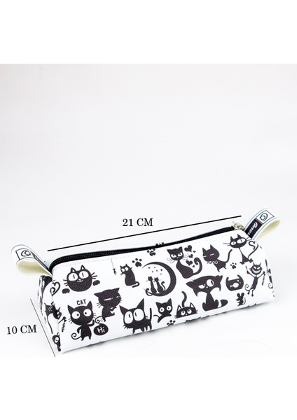 Kalem Kutusu Haylaz Kedi Cute Üçgen Tasarım Vegan Deri (Kalemlik ve Makyaj Çantası)) modelleri