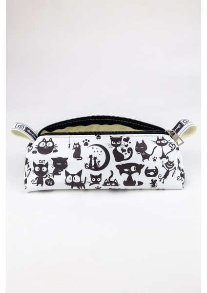 Kalem Kutusu Haylaz Kedi Cute Üçgen Tasarım Vegan Deri (Kalemlik ve Makyaj Çantası)) fırsatları