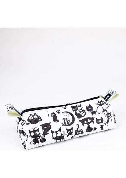 Kalem Kutusu Haylaz Kedi Cute Üçgen Tasarım Vegan Deri (Kalemlik ve Makyaj Çantası)) indirimleri