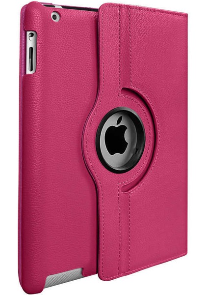 Apple iPad Mini 4 Kılıf Kapaklı Standlı 360 Dönebilen Koruma Dn1 Pembe Koyu