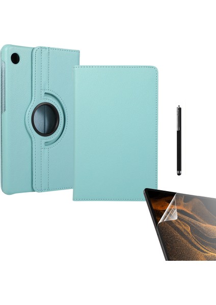 Lenovo Tab M10 TB-328F 3. Jenerasyon Kılıf Kapaklı Standlı 360 Dönebilen Koruma DN22 + Nano + Kalem Mavi