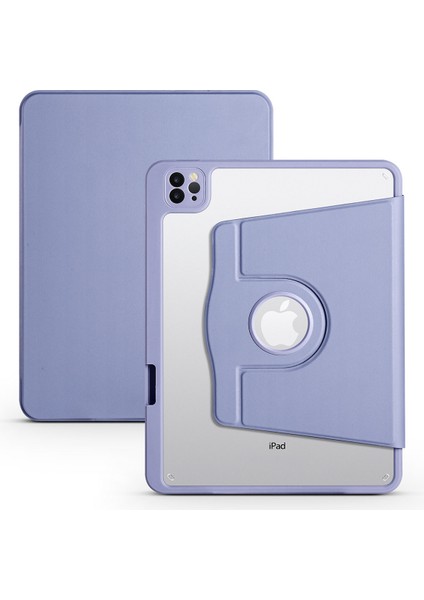 Case Street Apple iPad 10.2 2021 9.nesil Kılıf Termik Arkası Şeffaf Smart Kapaklı Kalem Bölmeli T1 Mor