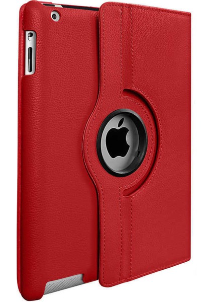 Apple iPad Mini 1 Kılıf Kapaklı Standlı 360 Dönebilen Koruma Dn1 Kırmızı