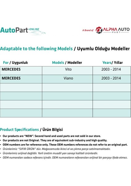 Mercedes Vito W639 Için Sağ Orta Yan Sürgülü Kapı Tamir Seti fiyatları