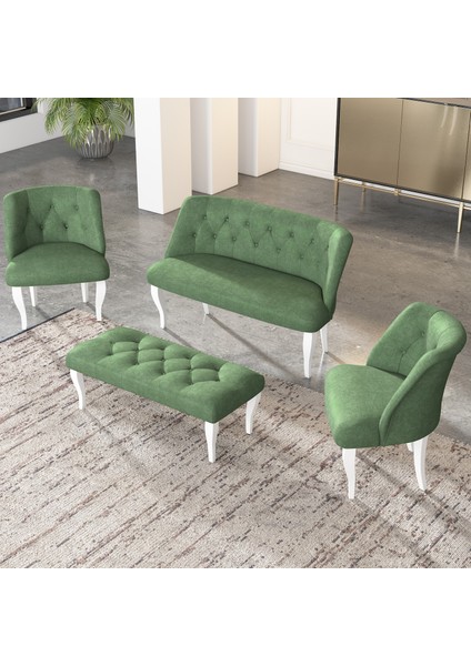 Çay Seti Koltuk Takımı, Salon Balkon Takımı(2+1+1+Puf Beyaz Ayak)
