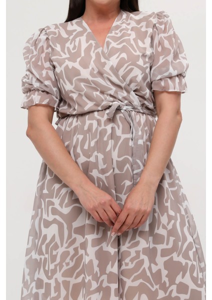 Kadın Büyük Beden Kruvaze Şifon Elbise NM8063 fırsatları