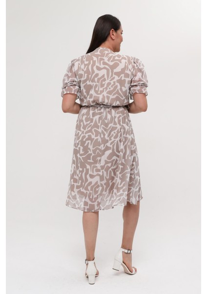 Kadın Büyük Beden Kruvaze Şifon Elbise NM8063 indirimleri