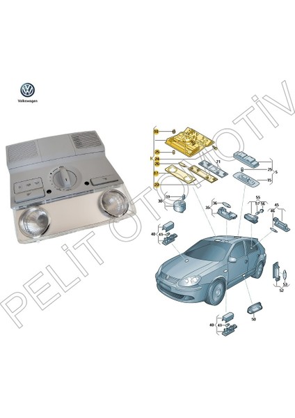 Jetta (2006-2010) Ön Tavan Lambası Sunrooflu 1K0947106E